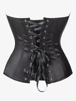 Corsets Rouge Élégant Bustier Satin Mat Street Wear Brodé Lacets Lingerie