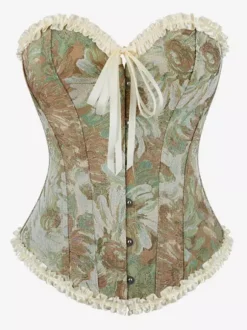 Corsets tops bleus laçage volants imprimé floral streetwear lingerie élégante