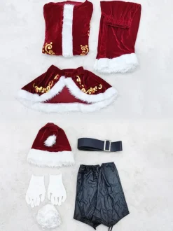 Cosplay de Père Noël Costume Déguisement Cadeau Noël Soirée Déguisement Cosplay Ensemble