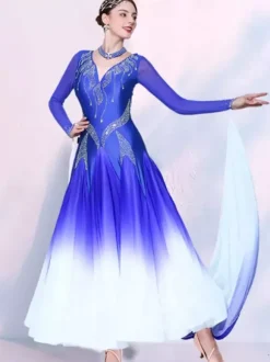 Costume de danse de salon noir pour femme robe de danse élégante en lycra spandex