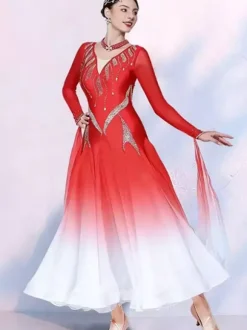 Costume de danse de salon noir pour femme robe de danse élégante en lycra spandex