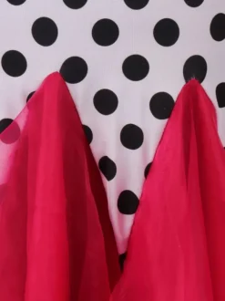 Costume de danse de salon Top rouge à manches longues Polka Dot Print Training vêtements de danse Déguisements Halloween