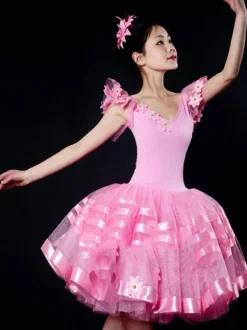 Costume de Danse Latine Ballerina Robes Femmes Blanc Tutu Dancing Costume Déguisements Halloween