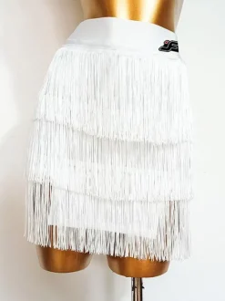Costume De Danse Latine Noir Mini Jupe Femmes Frange Sexy