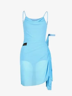 Costume de danse latine noir pour femmes ensemble plissé à épaules ouvertes robe élégante en Polyester Costume de danse