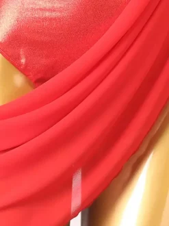 Costume de danse latine rouge pour femmes robe asymétrique en Lycra et spandex à franges vêtements de danse