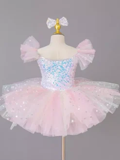 Costume de princesse ballerine pour filles robe à paillettes et fleurs