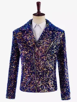 Costume de scène à paillettes pour hommes haut à manches longues Costumes rétro
