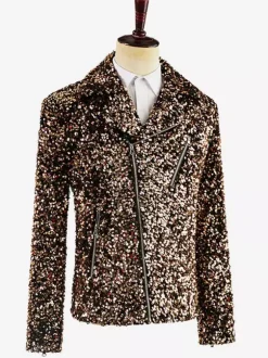Costume de scène à paillettes pour hommes haut à manches longues Costumes rétro