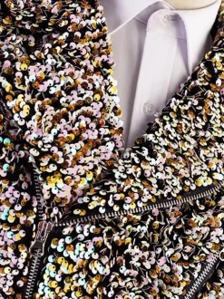 Costume de scène à paillettes pour hommes haut à manches longues Costumes rétro