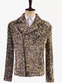 Costume de scène à paillettes pour hommes haut à manches longues Costumes rétro