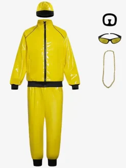 Costume de scène rétro disco en cuir verni brillant déguisement