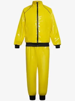 Costume de scène rétro disco en cuir verni brillant déguisement