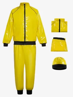 Costume de scène rétro disco en cuir verni brillant déguisement
