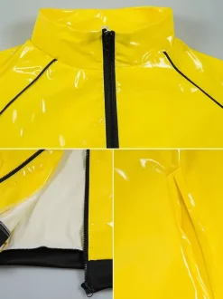 Costume de scène rétro disco en cuir verni brillant déguisement