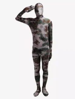 Costume de zentai enveloppé unisexe en lycra spandex multicolore de camouflage Halloween