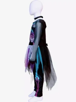 Costume d'Halloween pour fille avec squelette et imprimé os tenue mignonne et effrayante