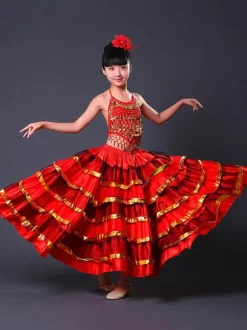 Costume Paso 2026 Doble Danse Filles Jupe De Flamenco Costumes De Corrida Espagnol Déguisements Halloween