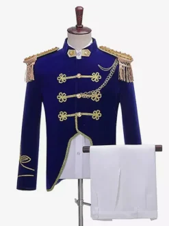 Costume Royal Victorienne Homme Style Militaire Naval Ensemble 3 Pièces avec Chemise et Pantalon