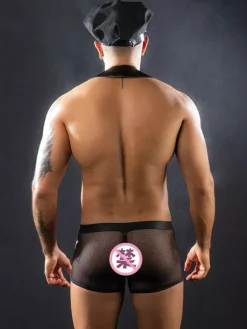 Costume sexy pour homme en cuir PU pour boîte de nuit