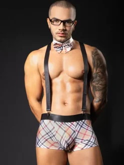 Costume sexy pour homme pantalon d'Halloween cravate lunettes bandoulière tenue de boîte de nuit