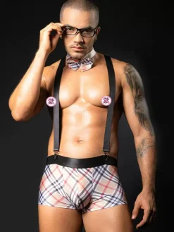 Costume sexy pour homme pantalon d'Halloween cravate lunettes bandoulière tenue de boîte de nuit