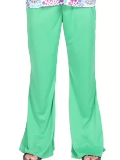 Costume vert Hippies imprimé floral manches longues haut en fibre Costumes rétro pour homme Ensemble vintage
