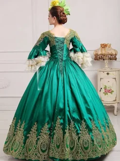 Costume vert rétro robe victorienne femmes baroque mascarade robes de bal royal Vintage  Robe Victorienne Déguisements Halloween Bourgogne