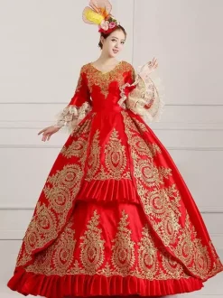 Costume vert rétro robe victorienne femmes baroque mascarade robes de bal royal Vintage  Robe Victorienne Déguisements Halloween Bourgogne