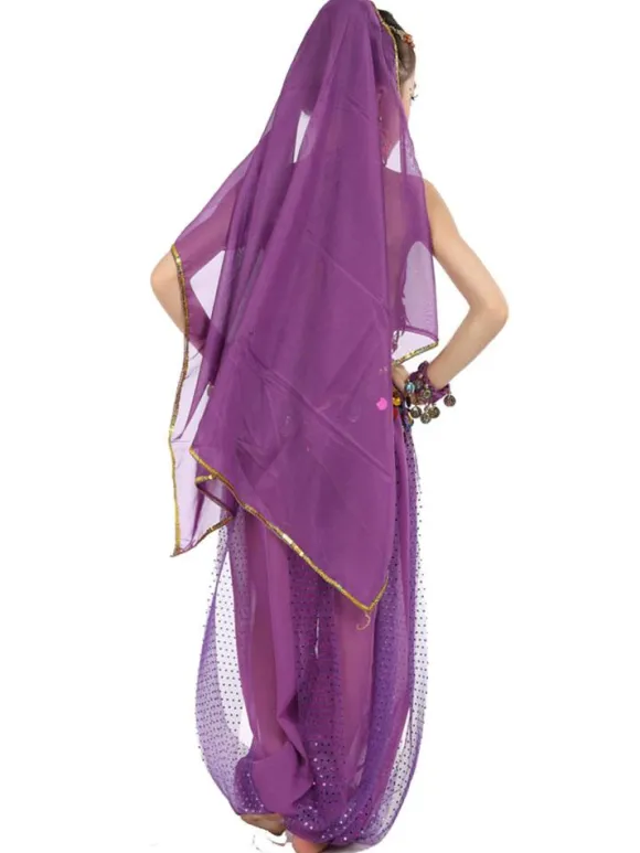 Costume Danse du ventre enfants en mousseline de soie sans manches 2026 Costumes de danse indienne Déguisements Halloween