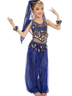 Costume Danse du ventre enfants en mousseline de soie sans manches 2026 Costumes de danse indienne Déguisements Halloween
