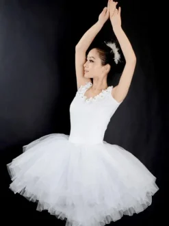 Costume de Danse Ballet Ballerina Robes Femmes Blanc Tutu Dancing Costume Déguisements Halloween
