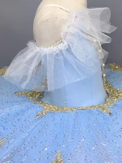 Costume de danse classique robe de ballerine rose brodée pour fille en polyester tenue de danse