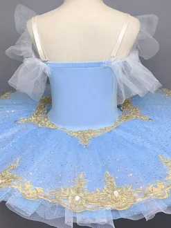 Costume de danse classique robe de ballerine rose brodée pour fille en polyester tenue de danse