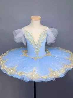 Costume de danse classique robe de ballerine rose brodée pour fille en polyester tenue de danse