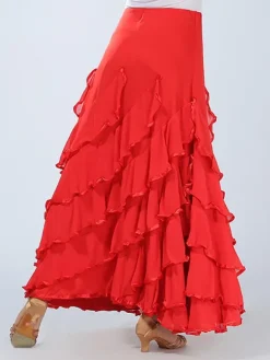 Costume de danse de salle de bain jupe maxi de performance rouge féminine Déguisements Halloween