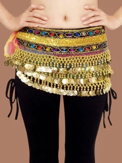 Costume de danse du ventre écharpe ceinture bleu Voile Bollywood accessoires de danse Déguisements Halloween