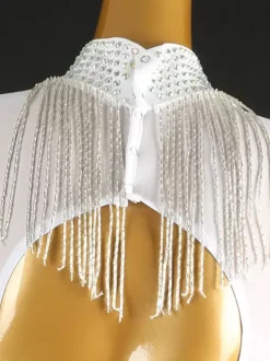 Costume de danse latine blanc pour femmes robe en Lycra et Spandex paillettes frange vêtements de danse latine
