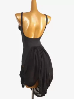 Costume de danse latine noir pour femmes robe en Lycra et spandex Costume de danse latine élégant