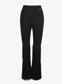 Costume de danse latine noir pour femmes pantalon en Polyester superposé frange élégante Costume de danse latine