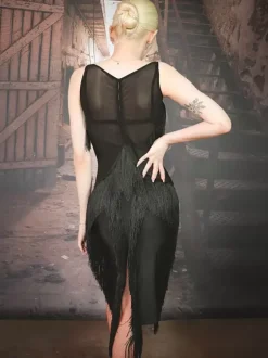 Costume De Danse Latine Robe Noire Femmes Danse Sexy Danseuse Latine