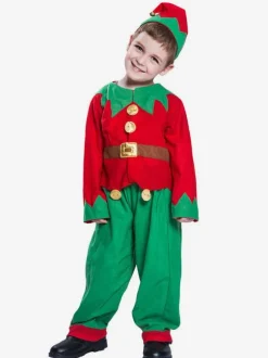 Costume De Noël Elfe Garçons Enfants À Manches Longues Chapeau Ensemble De 3 Pièces Déguisements Noël Cadeau Enfant