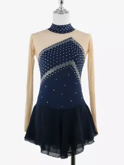 Costume de patinage artistique pour filles et femmes robes de compétition professionnelles de patinage artistique tenues de ballerine à col roulé