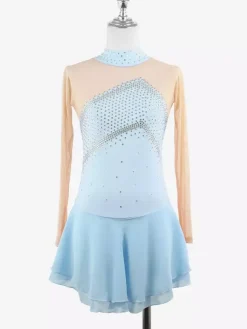 Costume de patinage artistique pour filles et femmes robes de compétition professionnelles de patinage artistique tenues de ballerine à col roulé