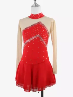 Costume de patinage artistique pour filles et femmes robes de compétition professionnelles de patinage artistique tenues de ballerine à col roulé