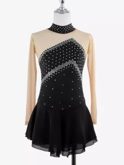 Costume de patinage artistique pour filles et femmes robes de compétition professionnelles de patinage artistique tenues de ballerine à col roulé