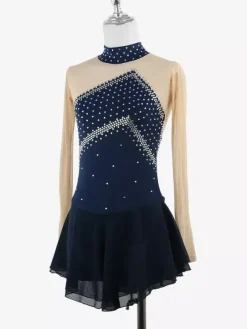 Costume de patinage artistique pour filles et femmes robes de compétition professionnelles de patinage artistique tenues de ballerine à col roulé
