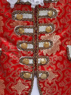 Costume de prince victorien pour homme costume de broderie de luxe costume de carnaval rouge vintage à manches longues à fleurs costumes rétro pour homme