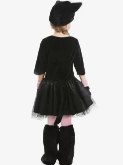 Costume De Rôle D'animal Halloween Cosplay Déguisement Chat Noir Rose N艙ud