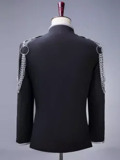 Costume de scène à paillettes pour hommes pardessus à manches longues Costumes rétro Black Palace Performing Arts